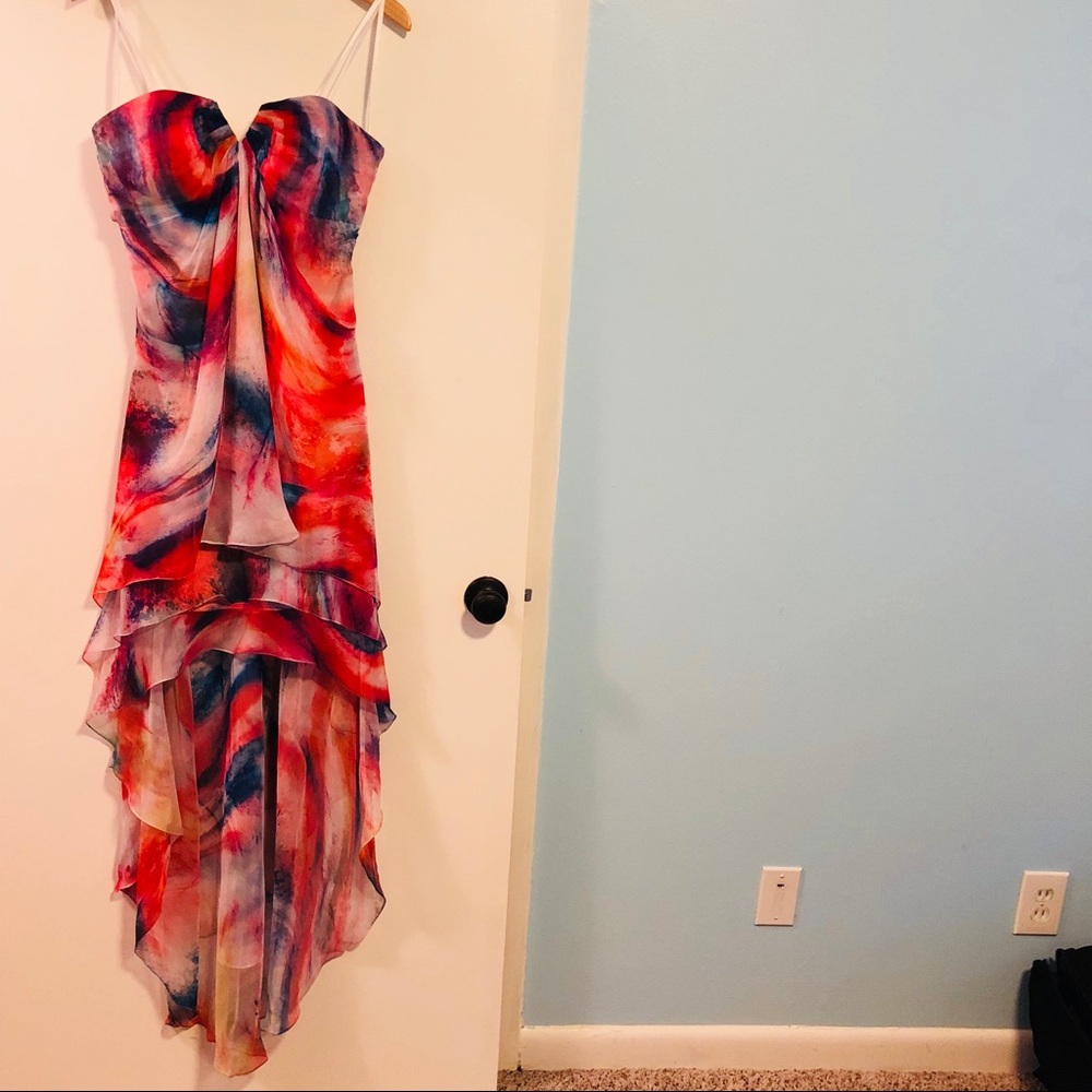 Multicolor high low prom dress